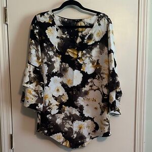 Alfani Black and White Floral Blouse